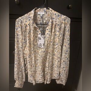 NWT Sage + Fig Button-Up Gold Foil Blouse